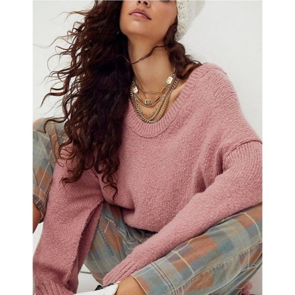 NEW Free People Brookside Tunic Sweater Pink $128 - Picture 3 of 11